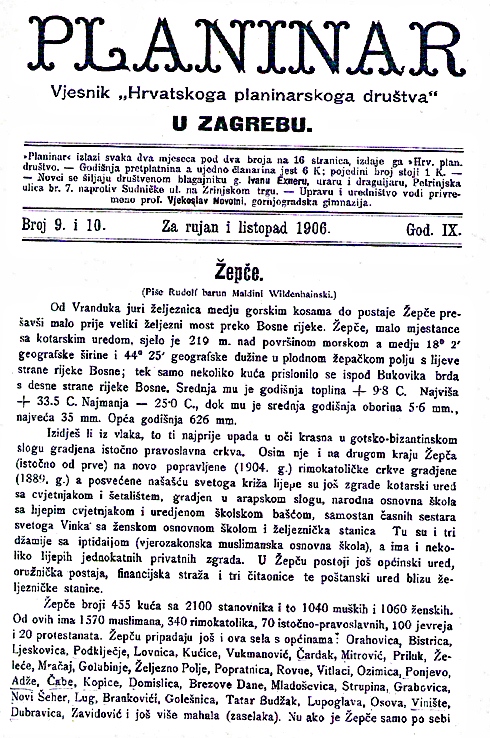 Zapis iz Žepča 1906.godine