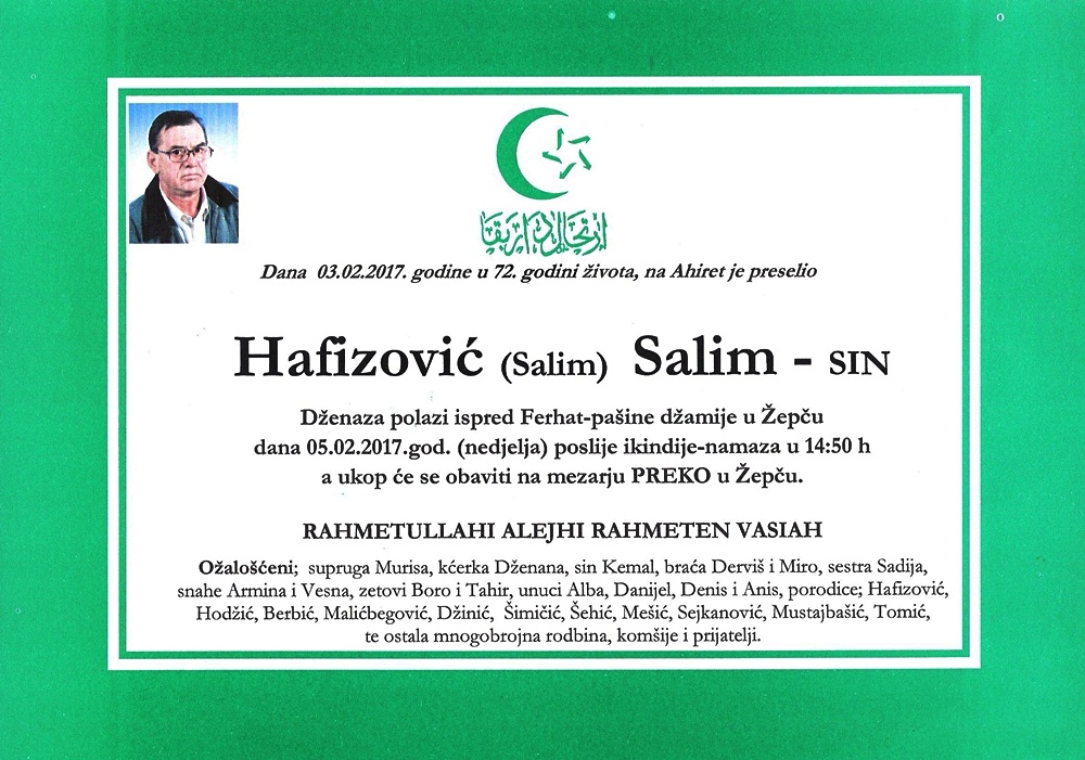 Dženaza – Salim Hafizović