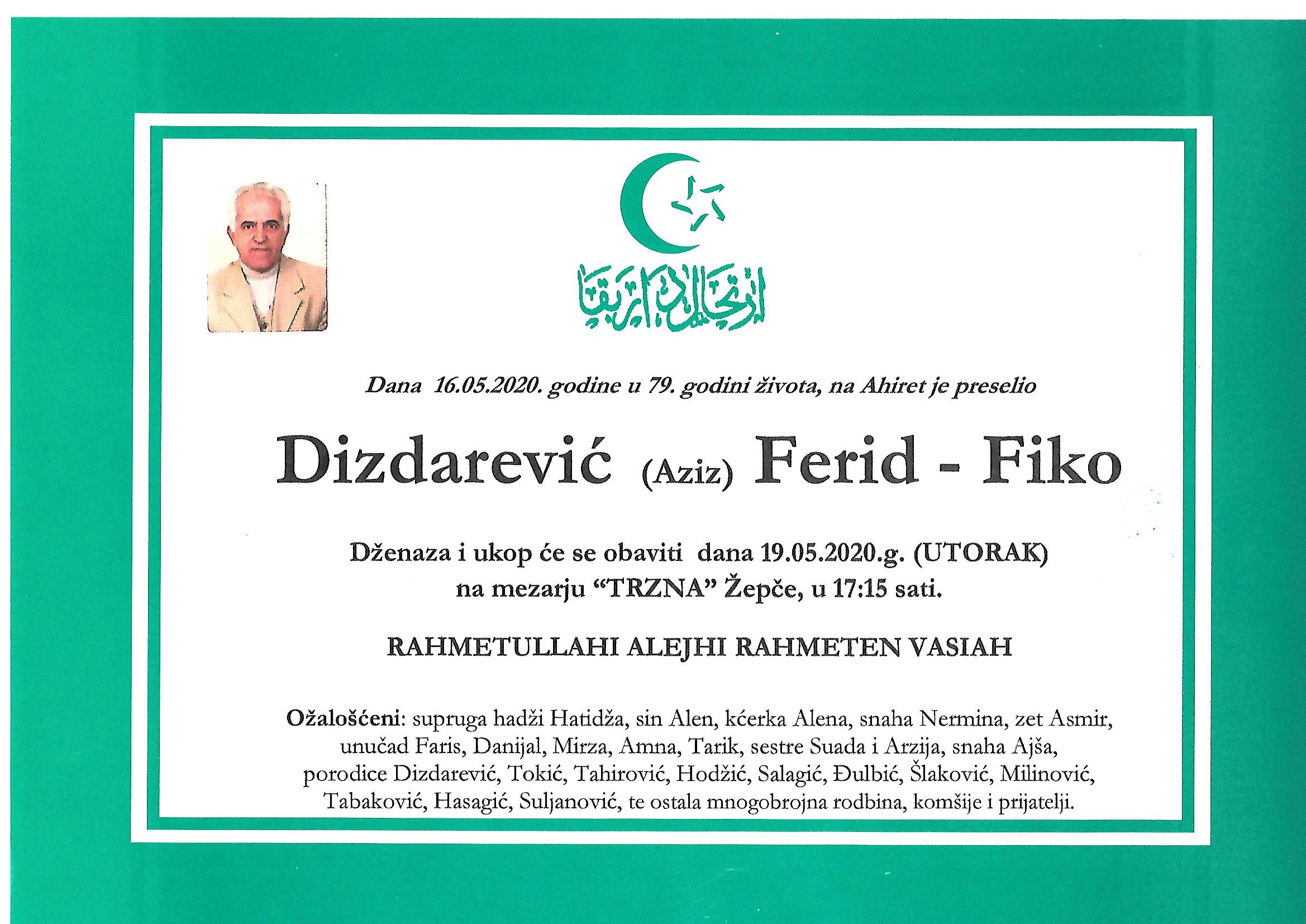 Dženaza – Ferid (Fiko) Dizdarević