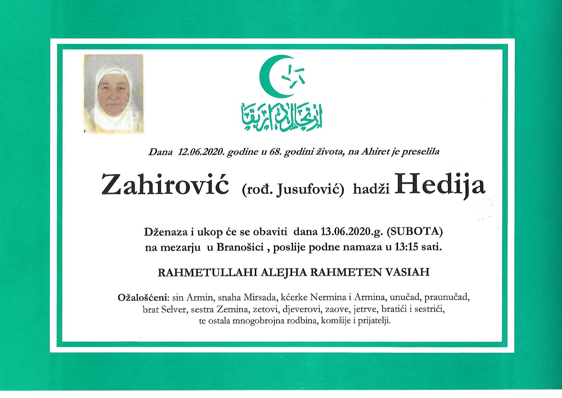 Dženaza – Hedija Zahirović