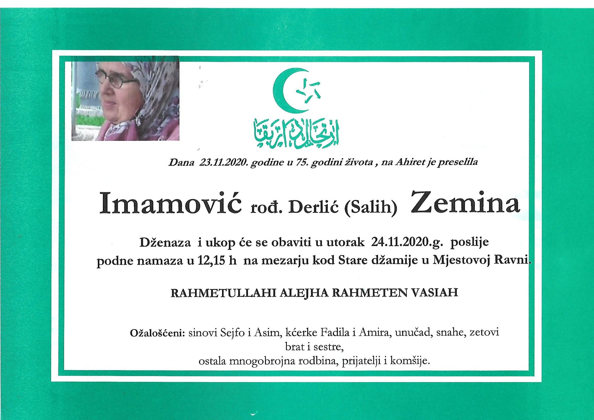 Dženaza – Zemina Imamović