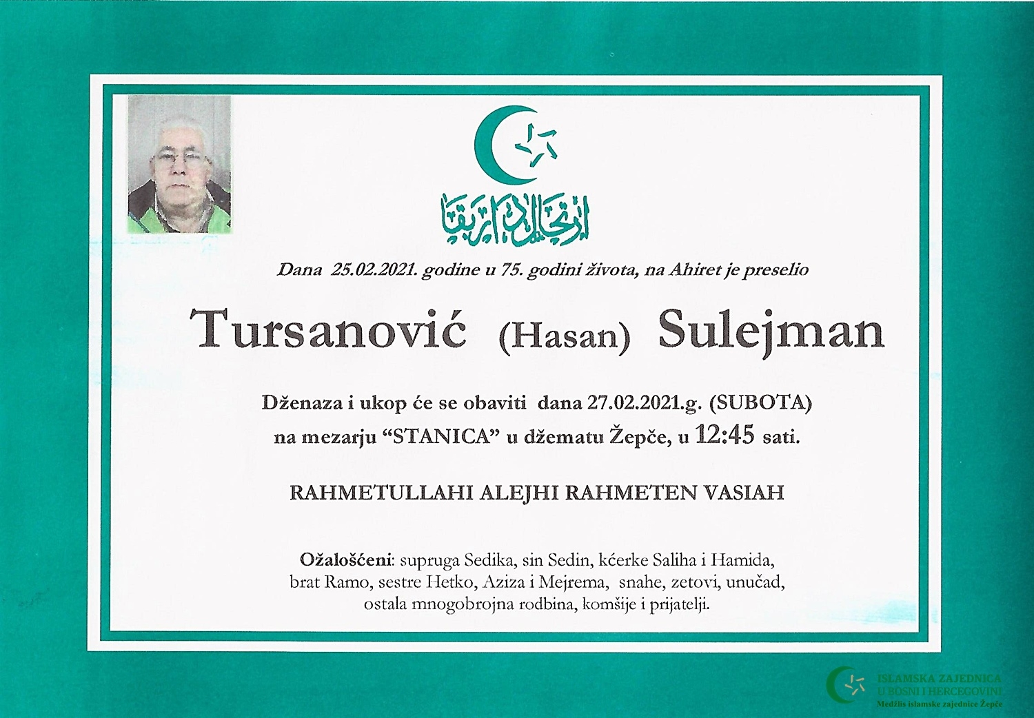 Dženaza – Sulejman Tursanović