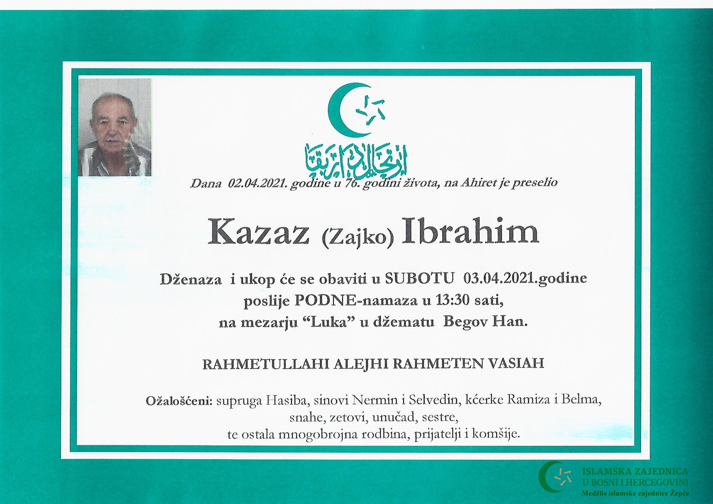 Dženaza – Ibrahim Kazaz