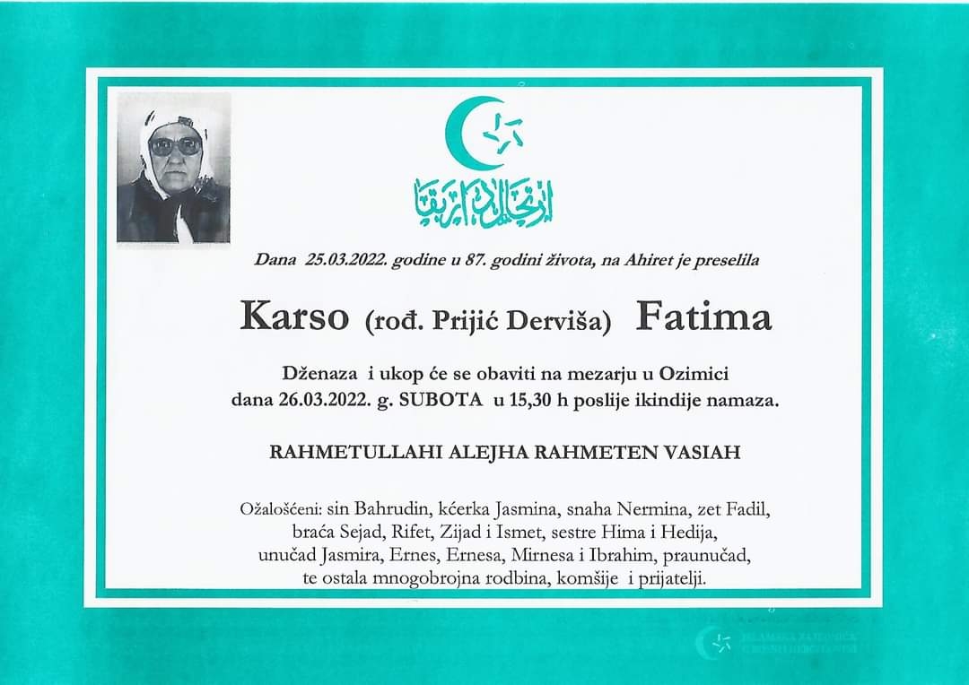 Dženaza – Fatima Karso