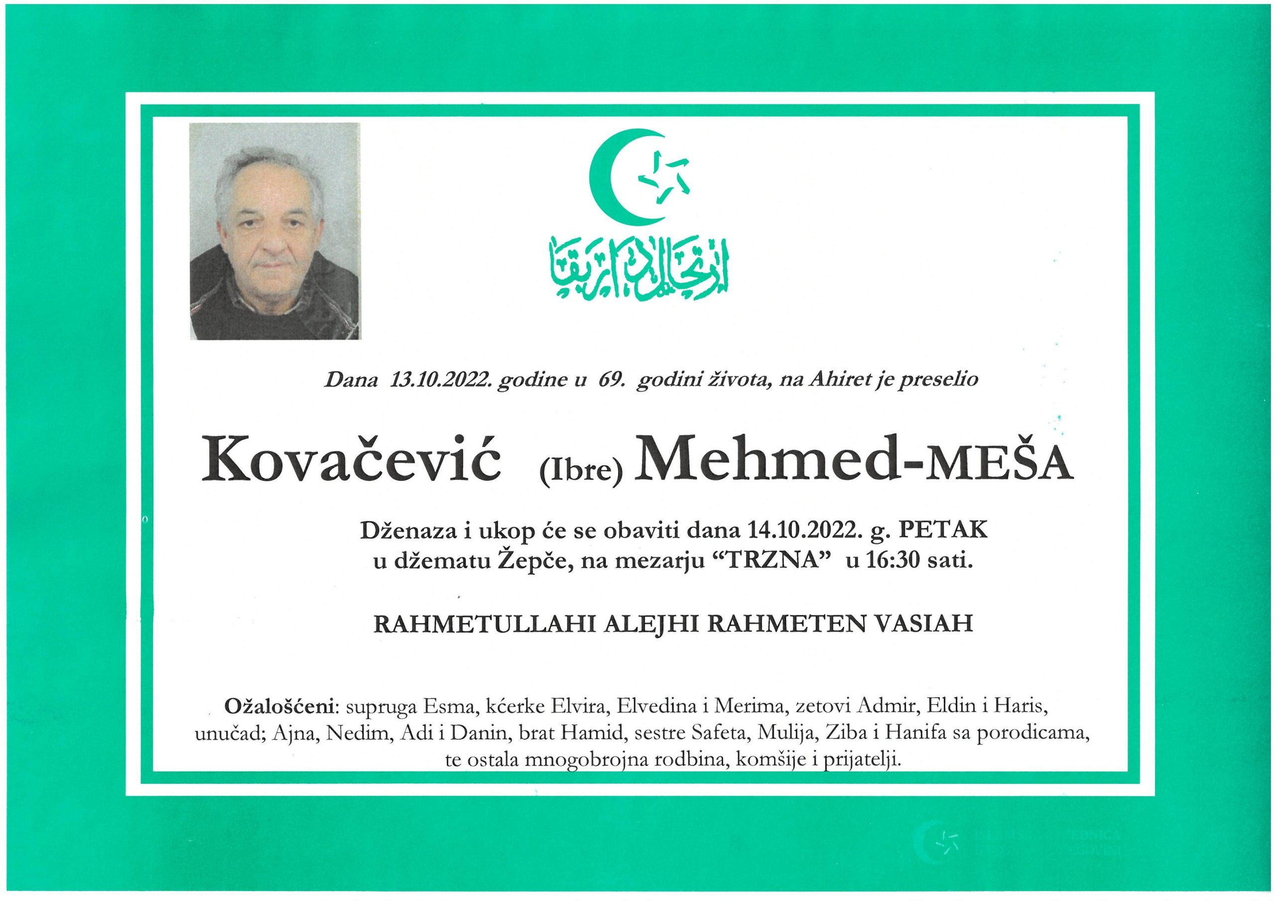 Dženaza – Mehmed (Meša) Kovačević