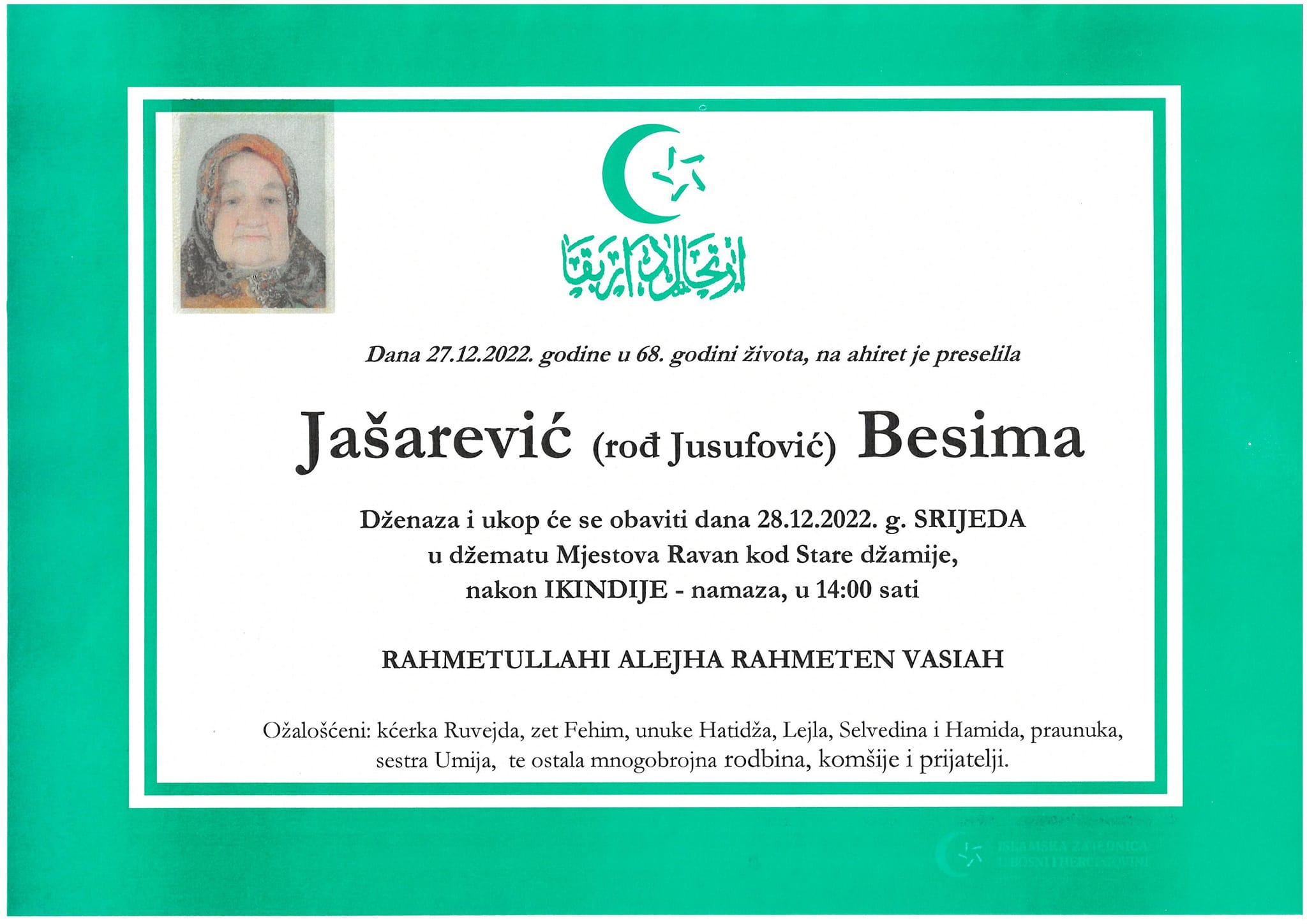 Dženaza – Besima Jašarević
