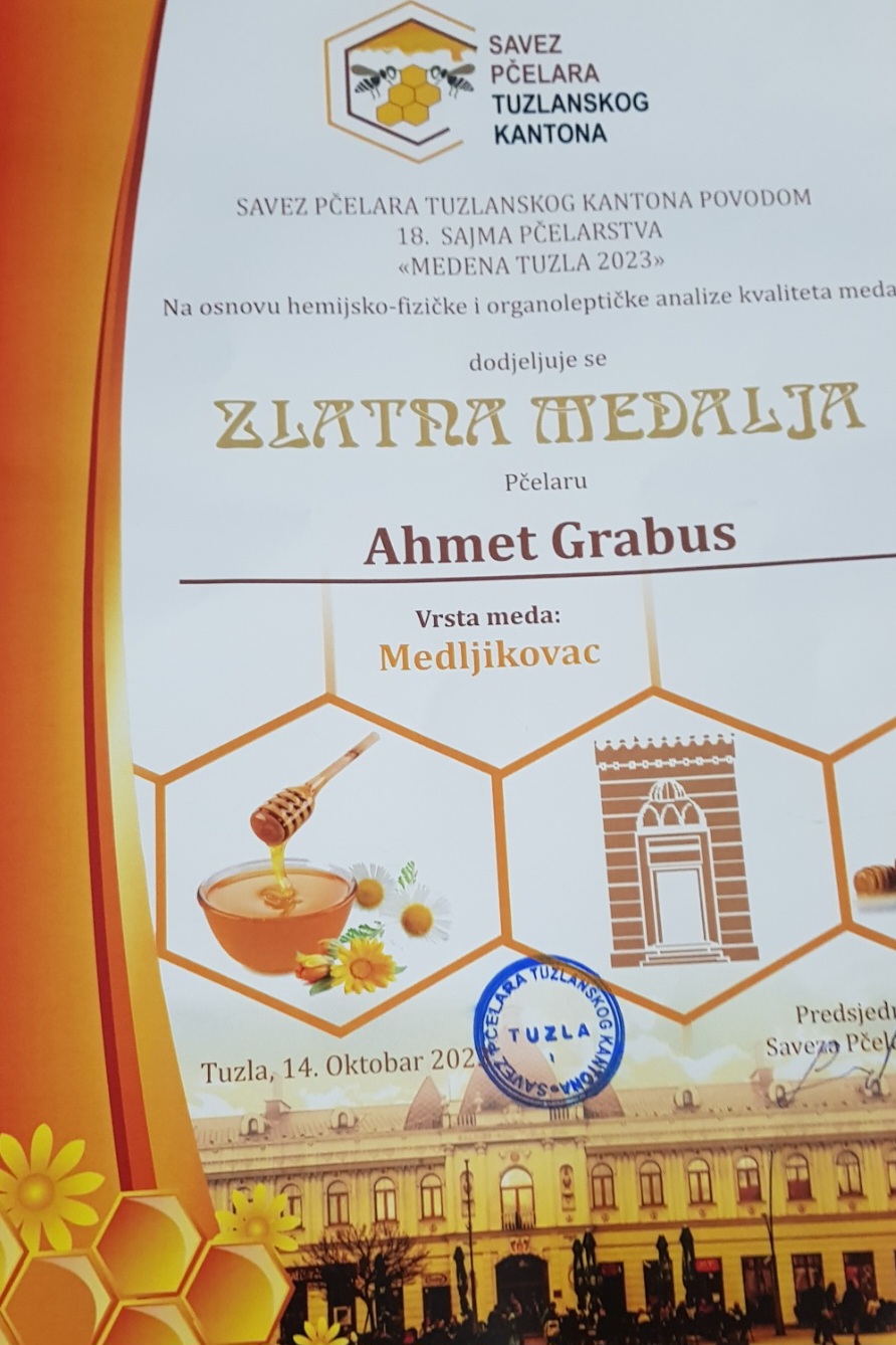Novosti iz džemata Mjestova Ravan – Ahmet-ef. Grabus – zlatna medalja za kvalitet meda