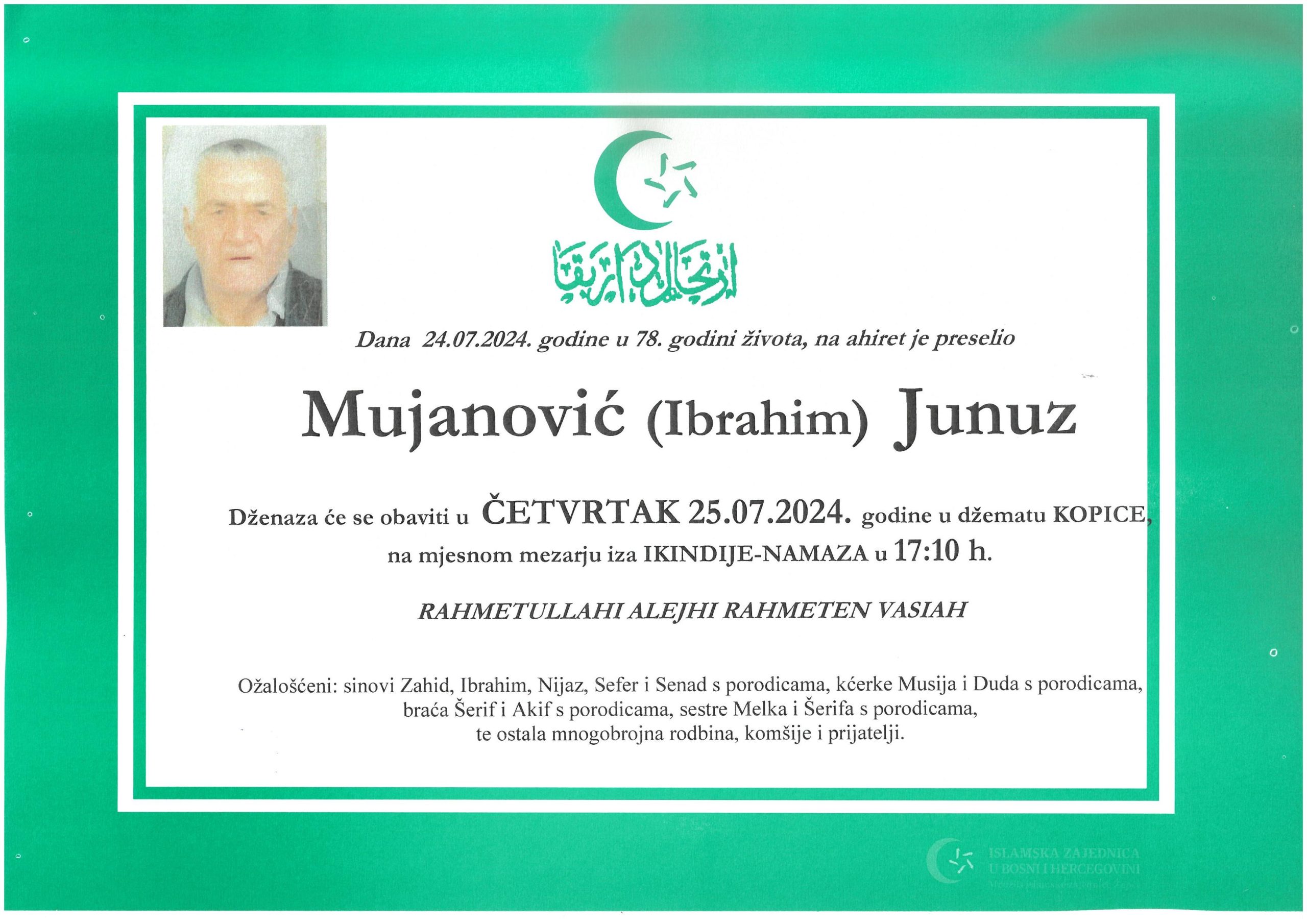 Dženaza – Junuz Mujanović