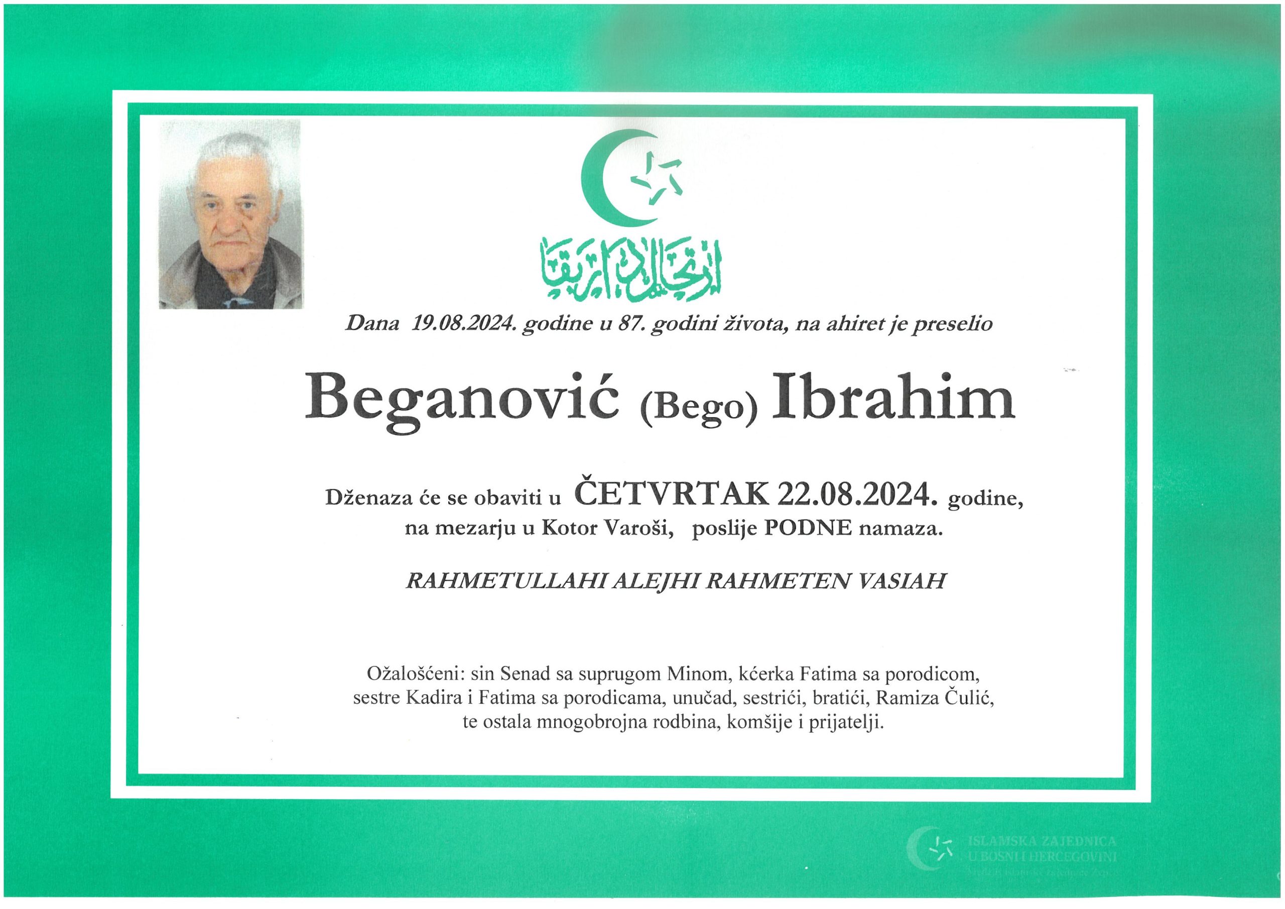 Dženaza – Ibrahim Beganović