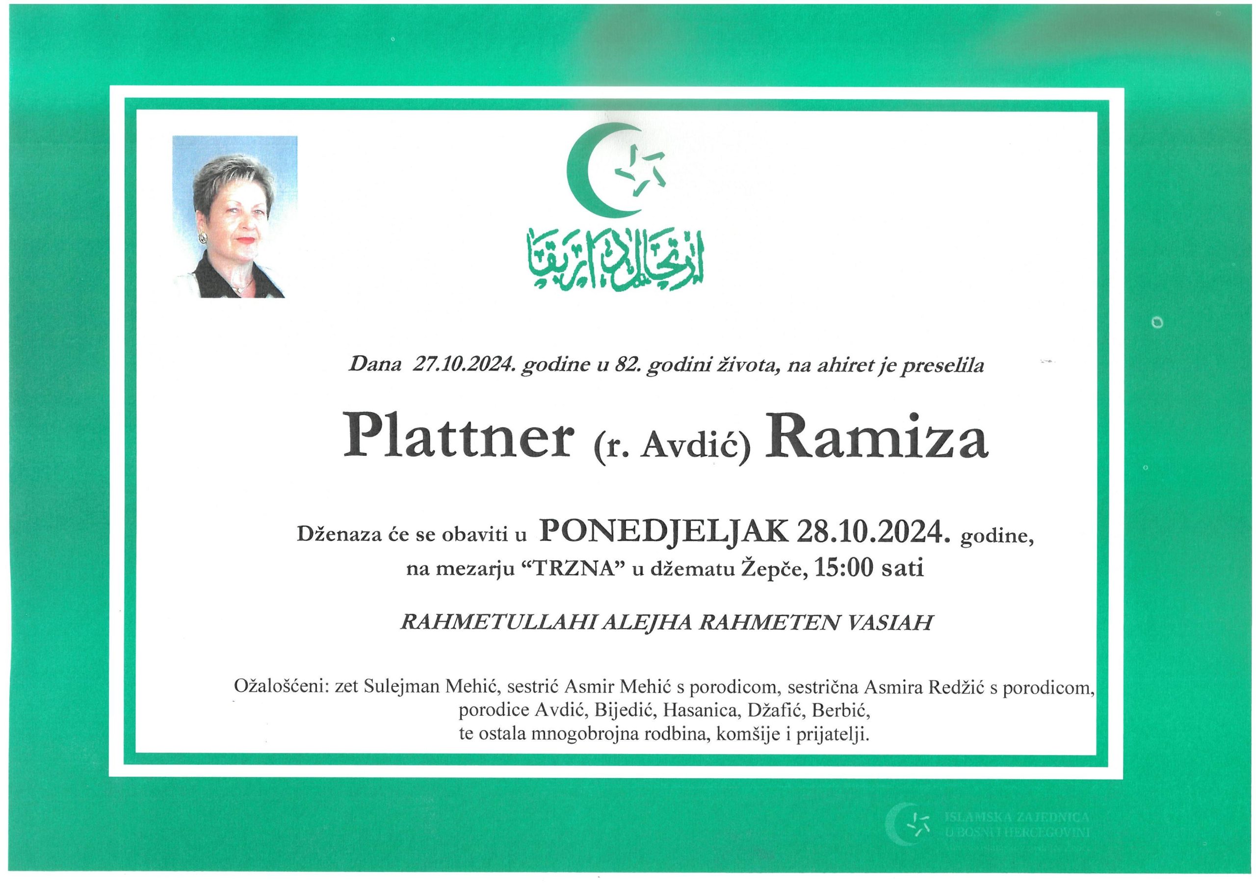 Dženaza – Ramiza Plattner