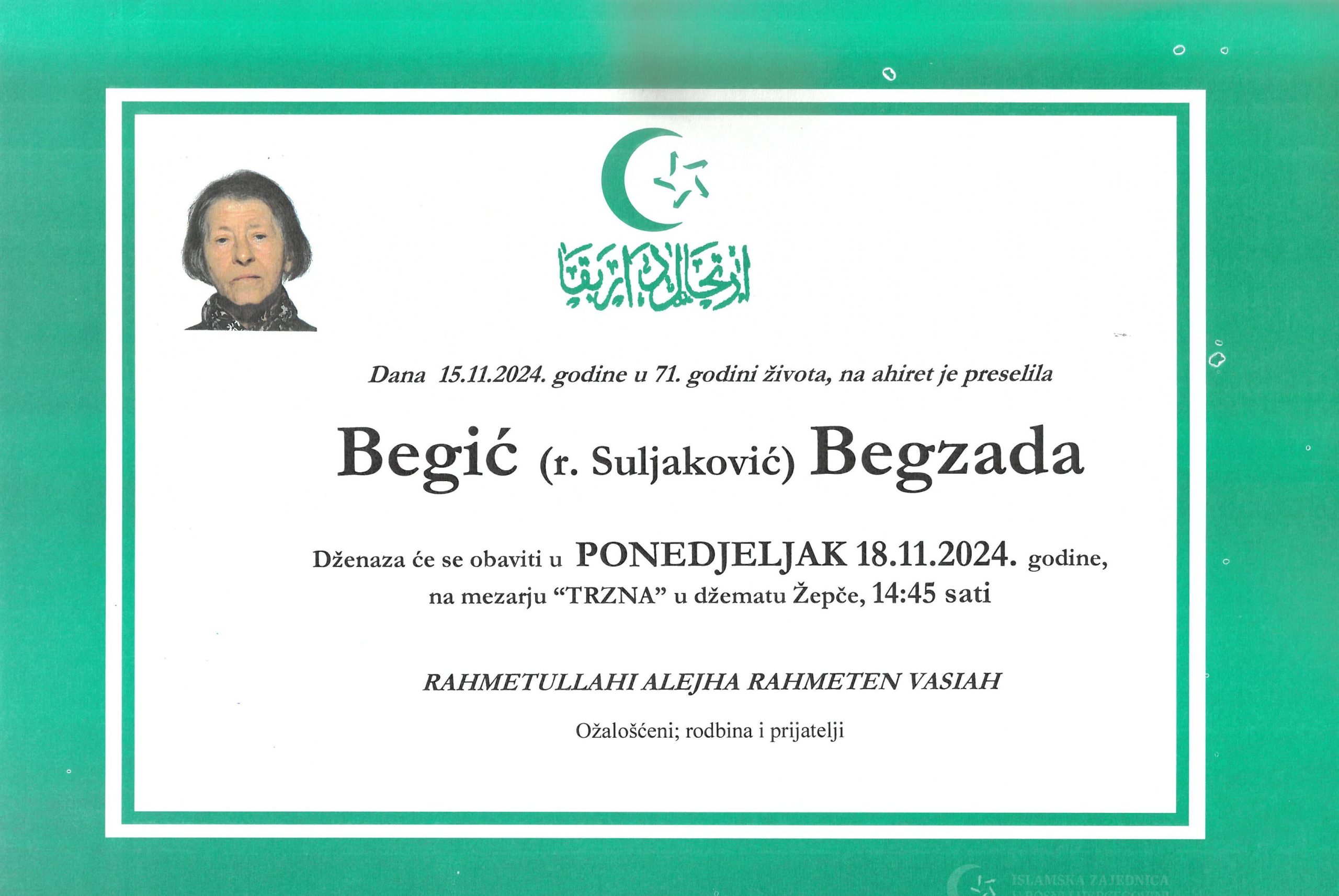 Dženaza – Begzada Begić