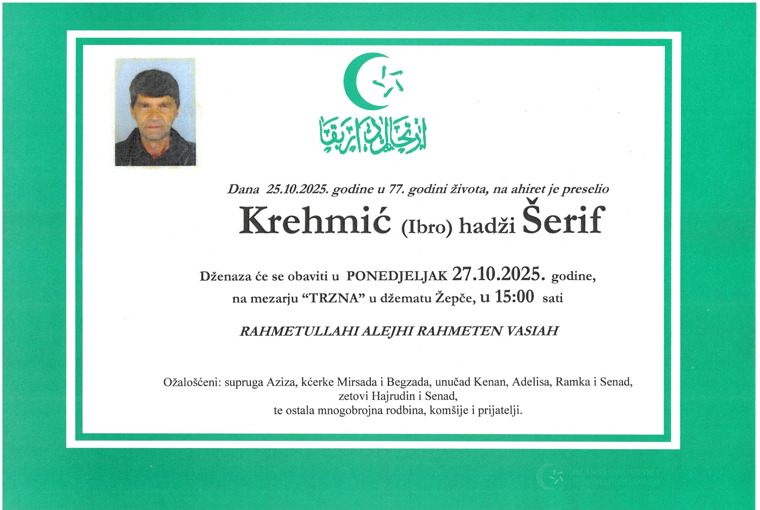 Dženaza – Šerif Krehmić
