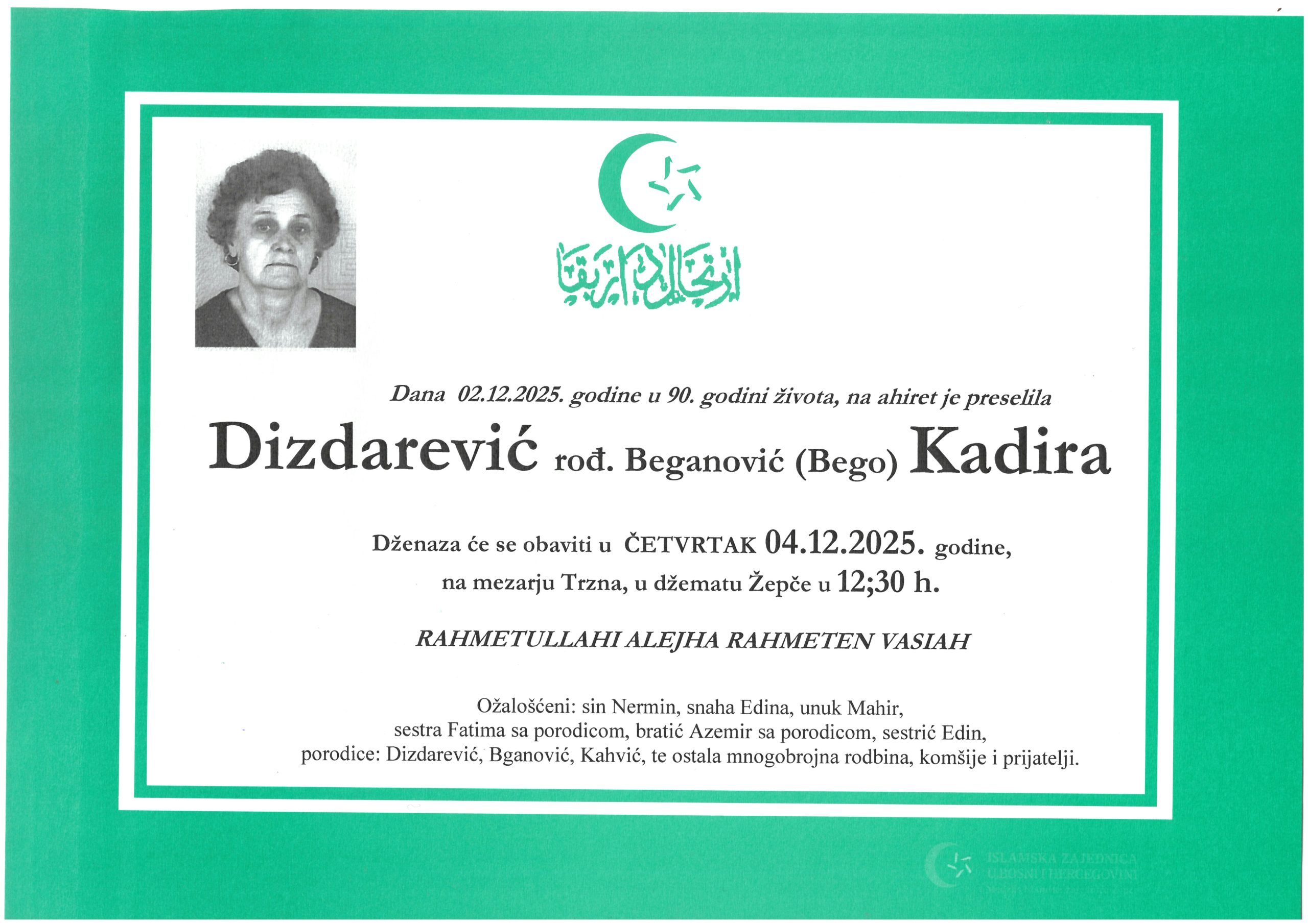 Dženaza – Kadira Dizdarević