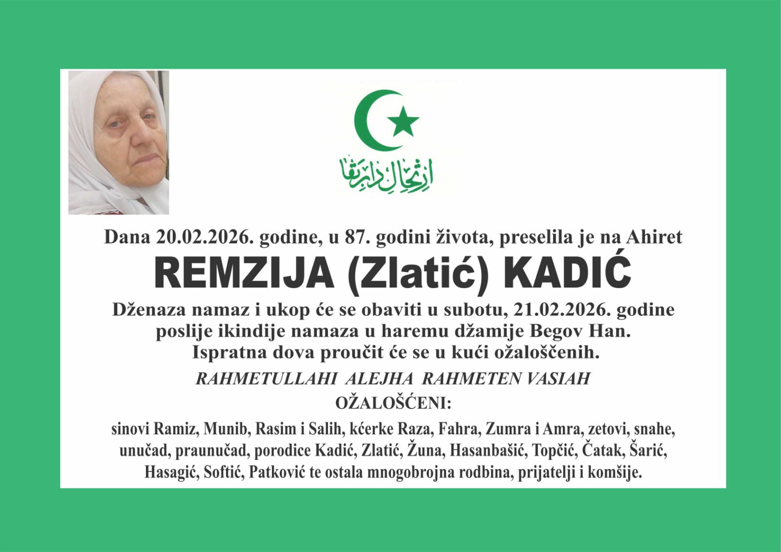Dženaza – Remzija Kadić