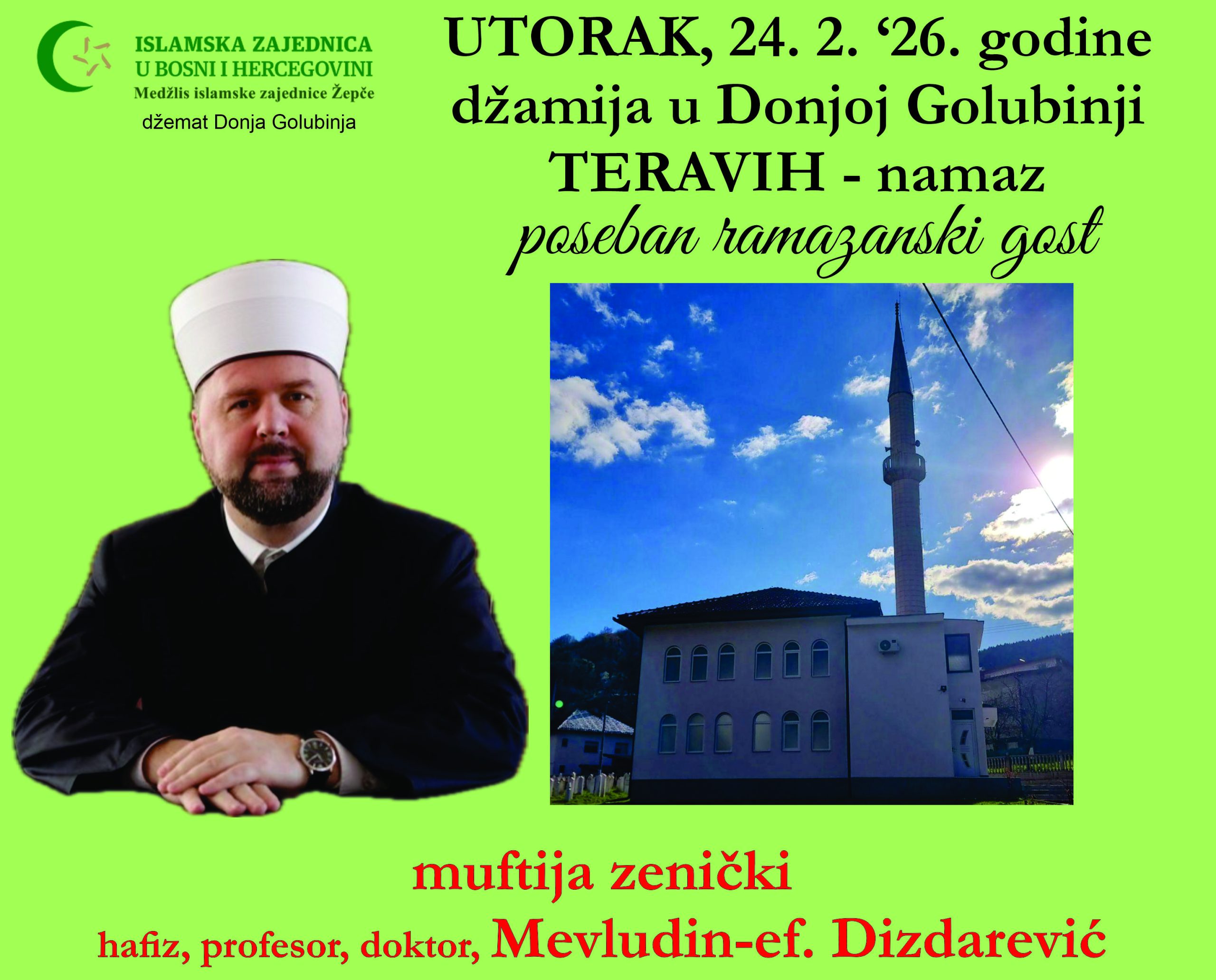 PRVA RAMAZANSKA POSJETA MUFTIJE ZENIČKOG MEDŽLISU IZ ŽEPČE – u džemat Donja Golubinja