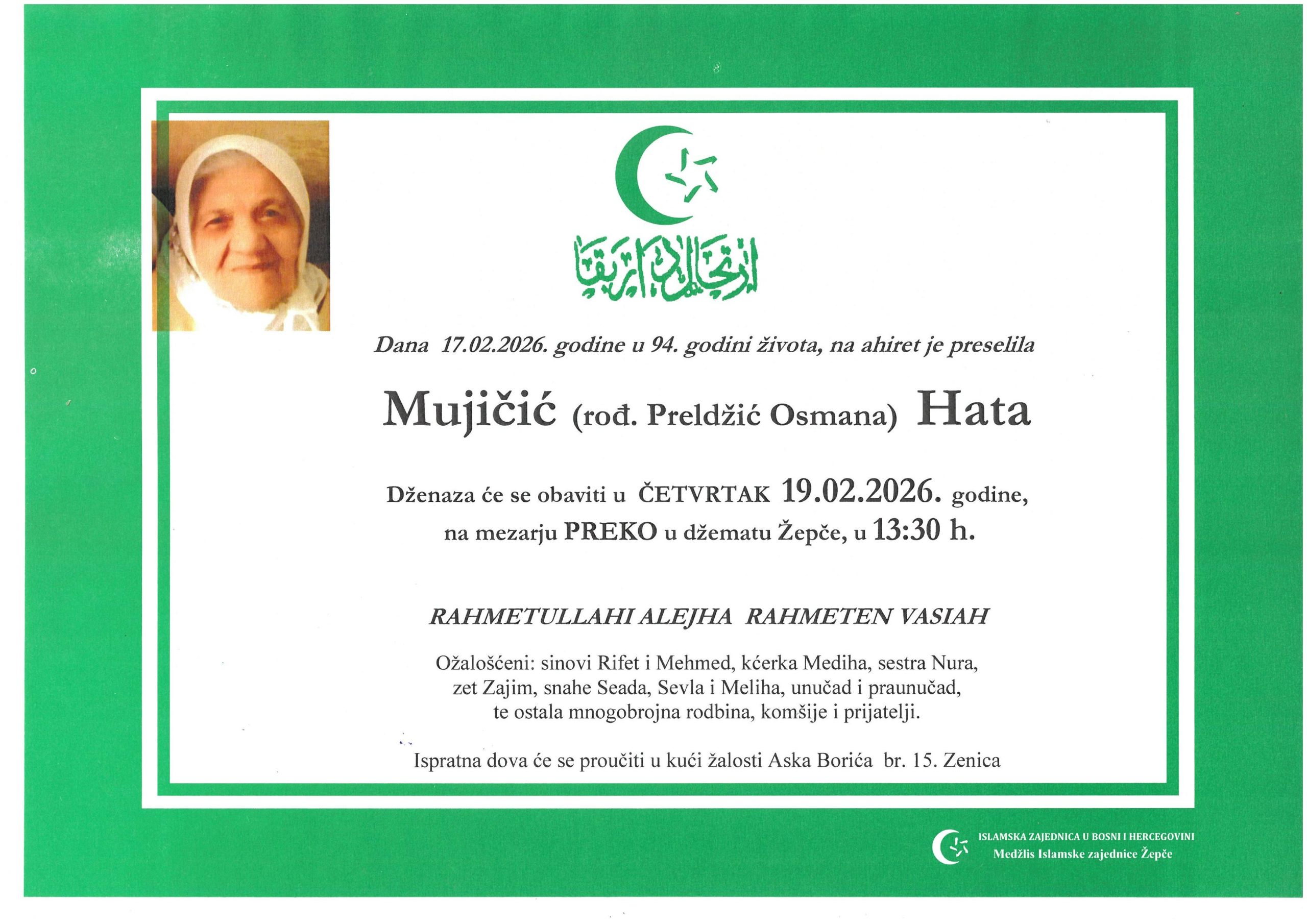 Dženaza – Hata Mujičić