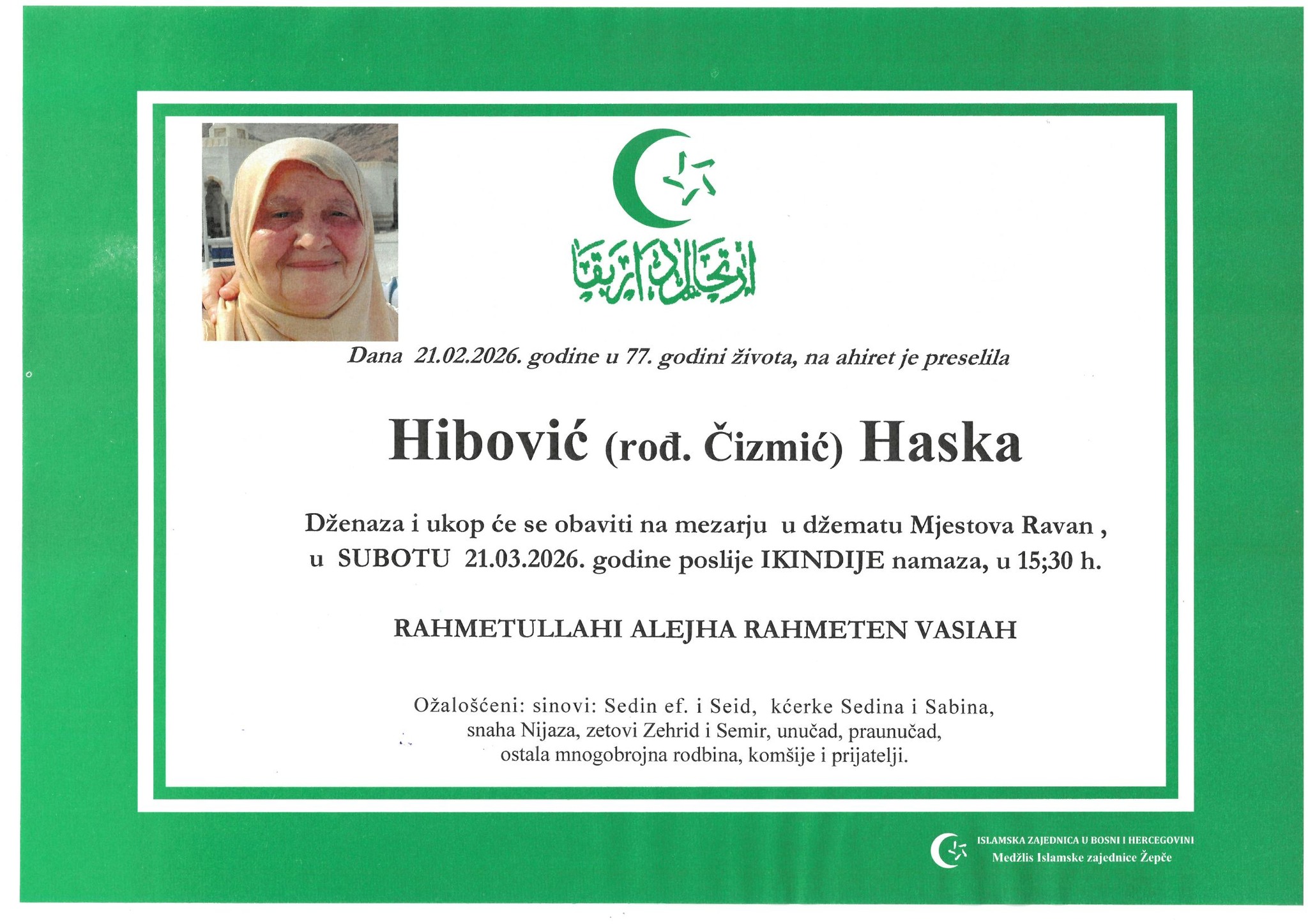 Dženaza – Haska Hibović