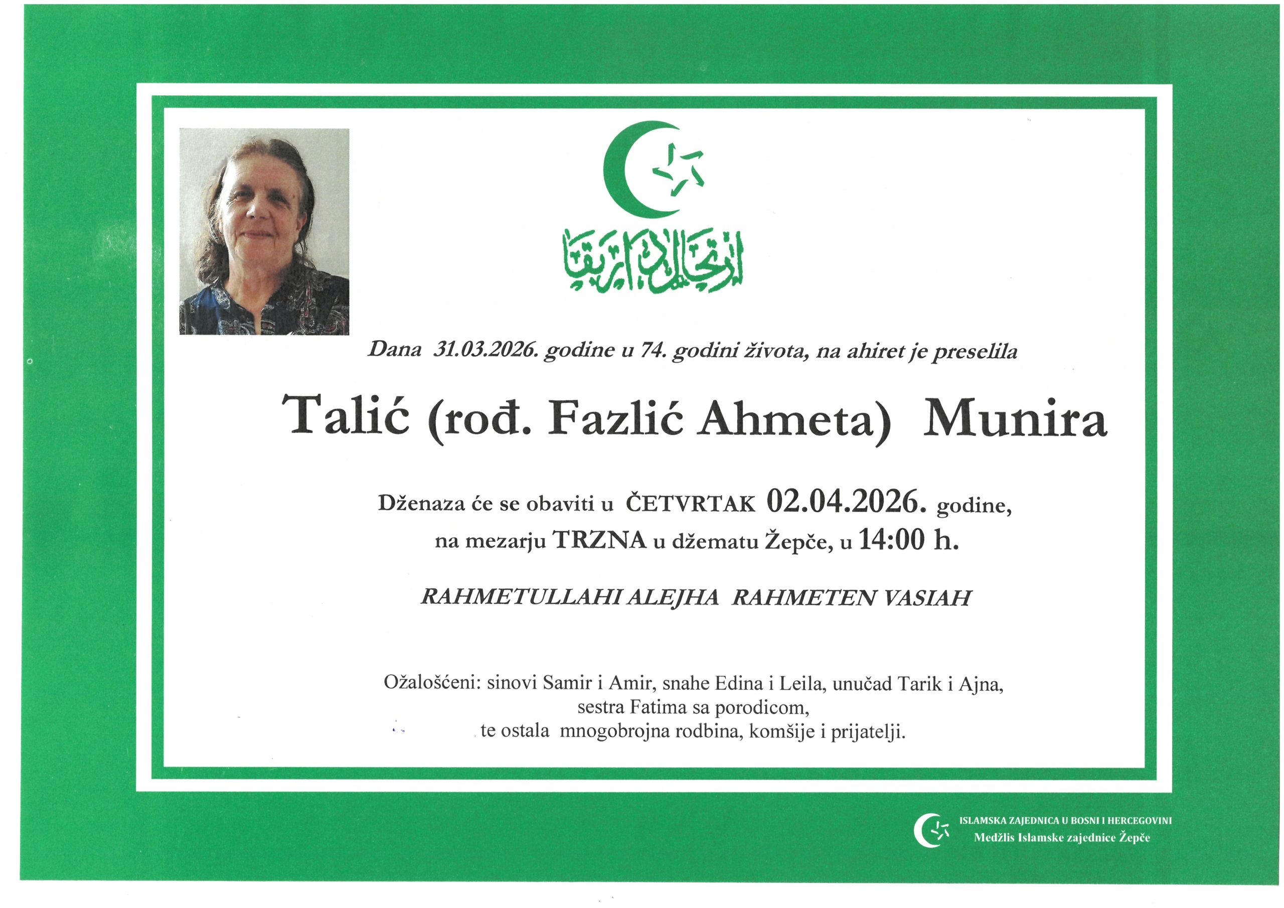 Dženaza – Munira Talić