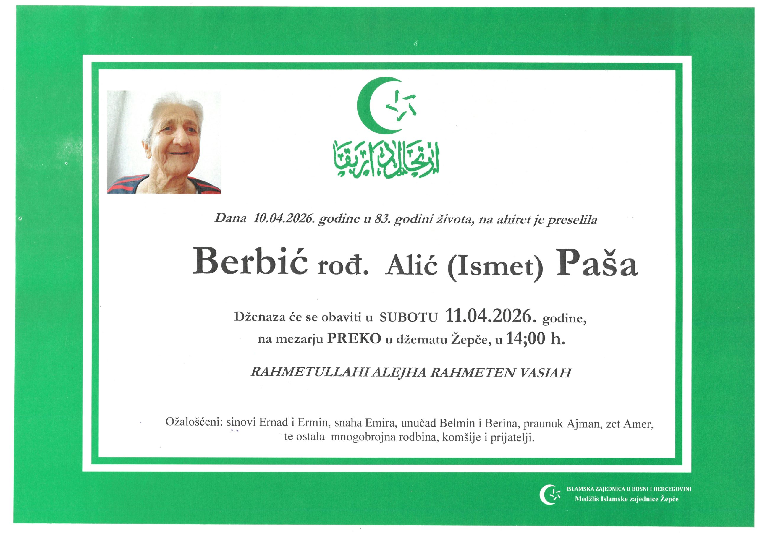 Dženaza – Paša Berbić