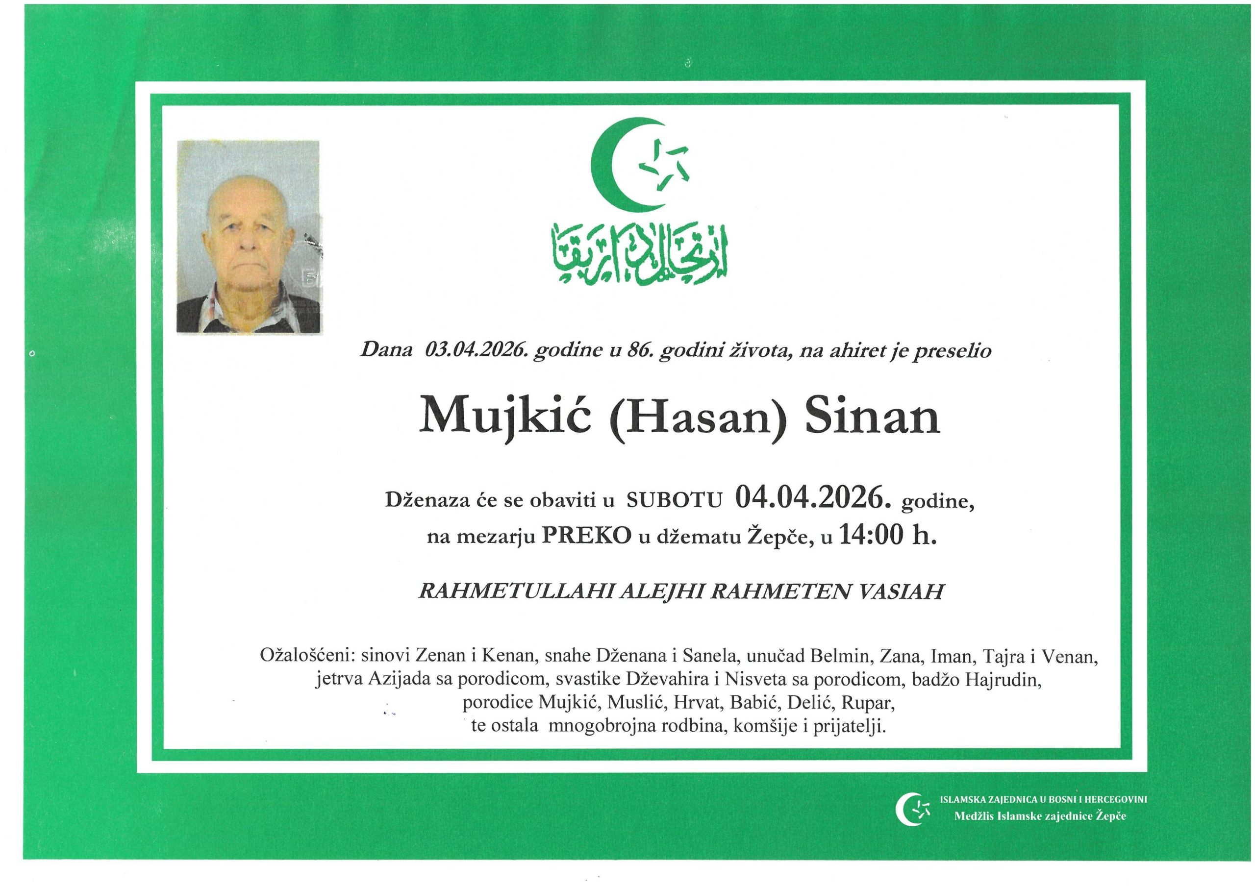 Dženaza – Sinan Mujkić