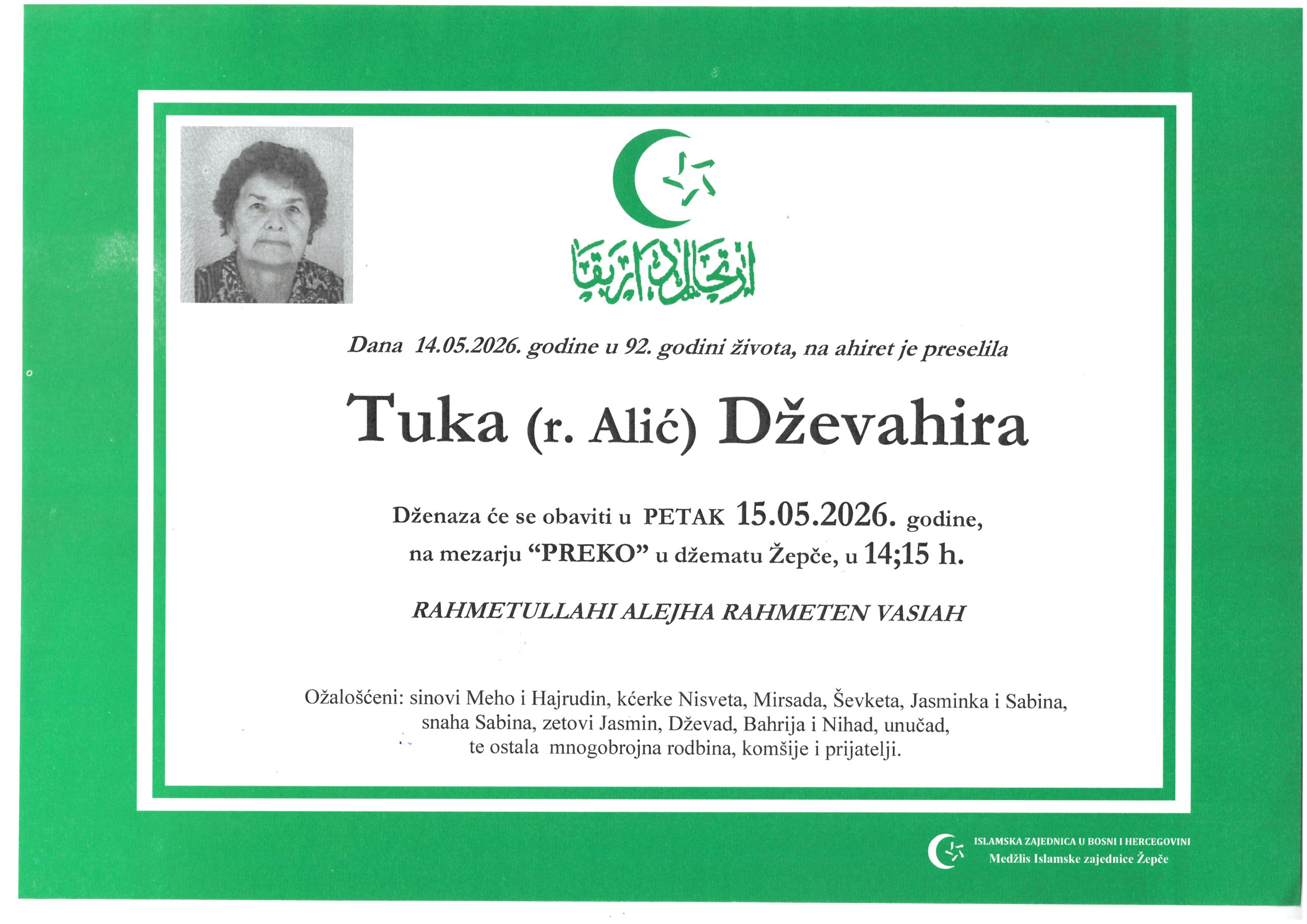 Dženaza – Dževahira Tuka