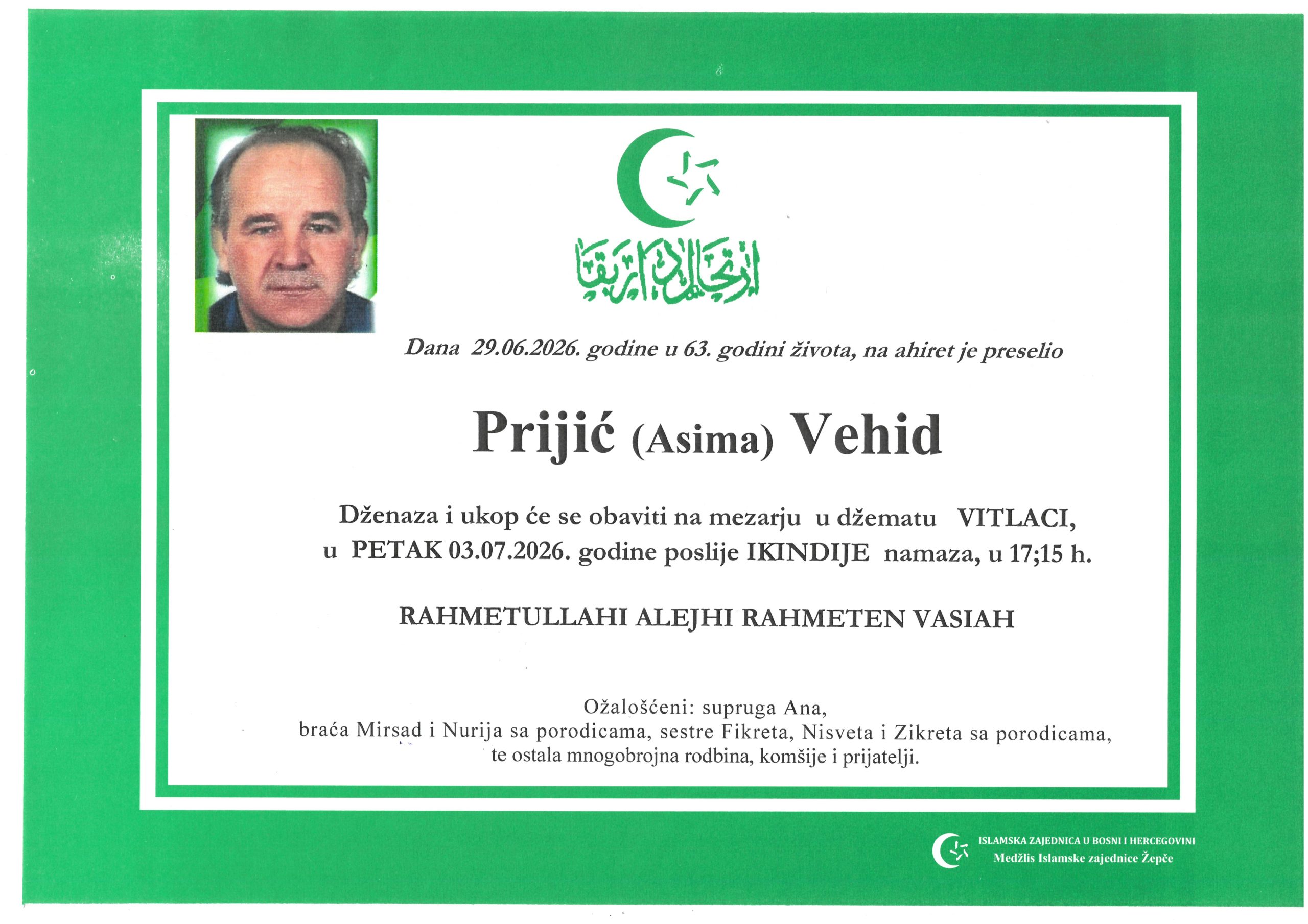 Dženaza – Vehid Prijić