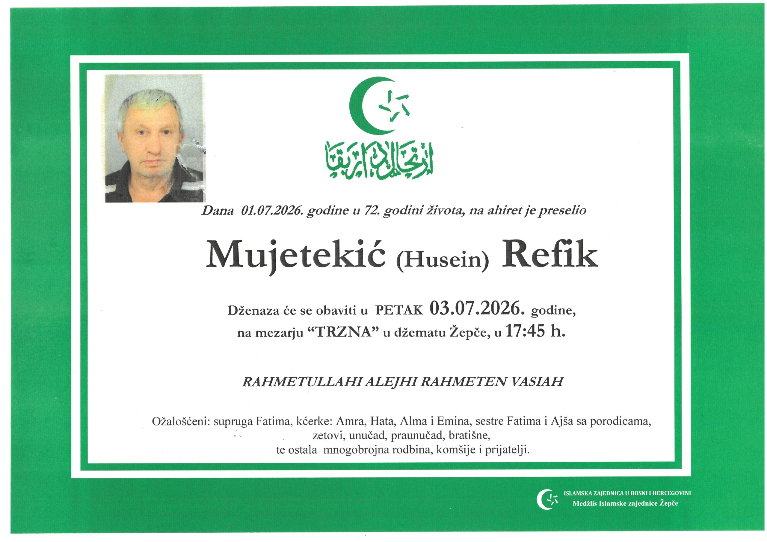 Dženaza – Refik Mujetekić