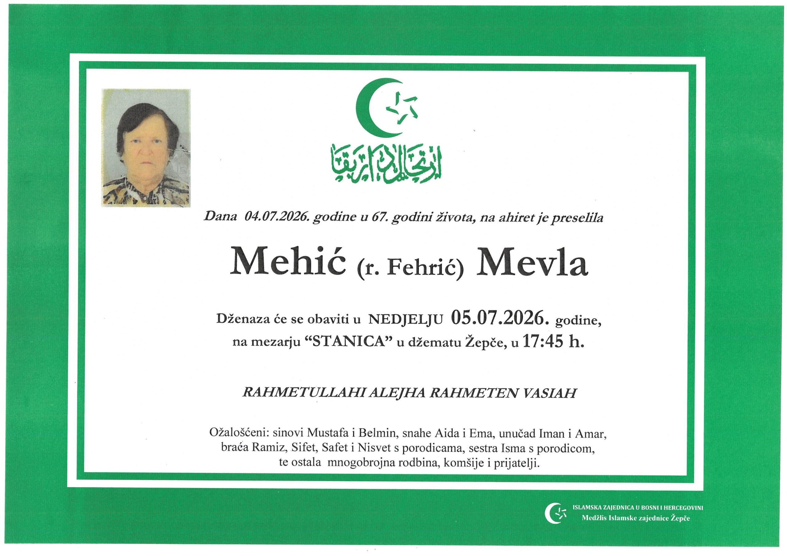 Dženaza – Mevla Mehić