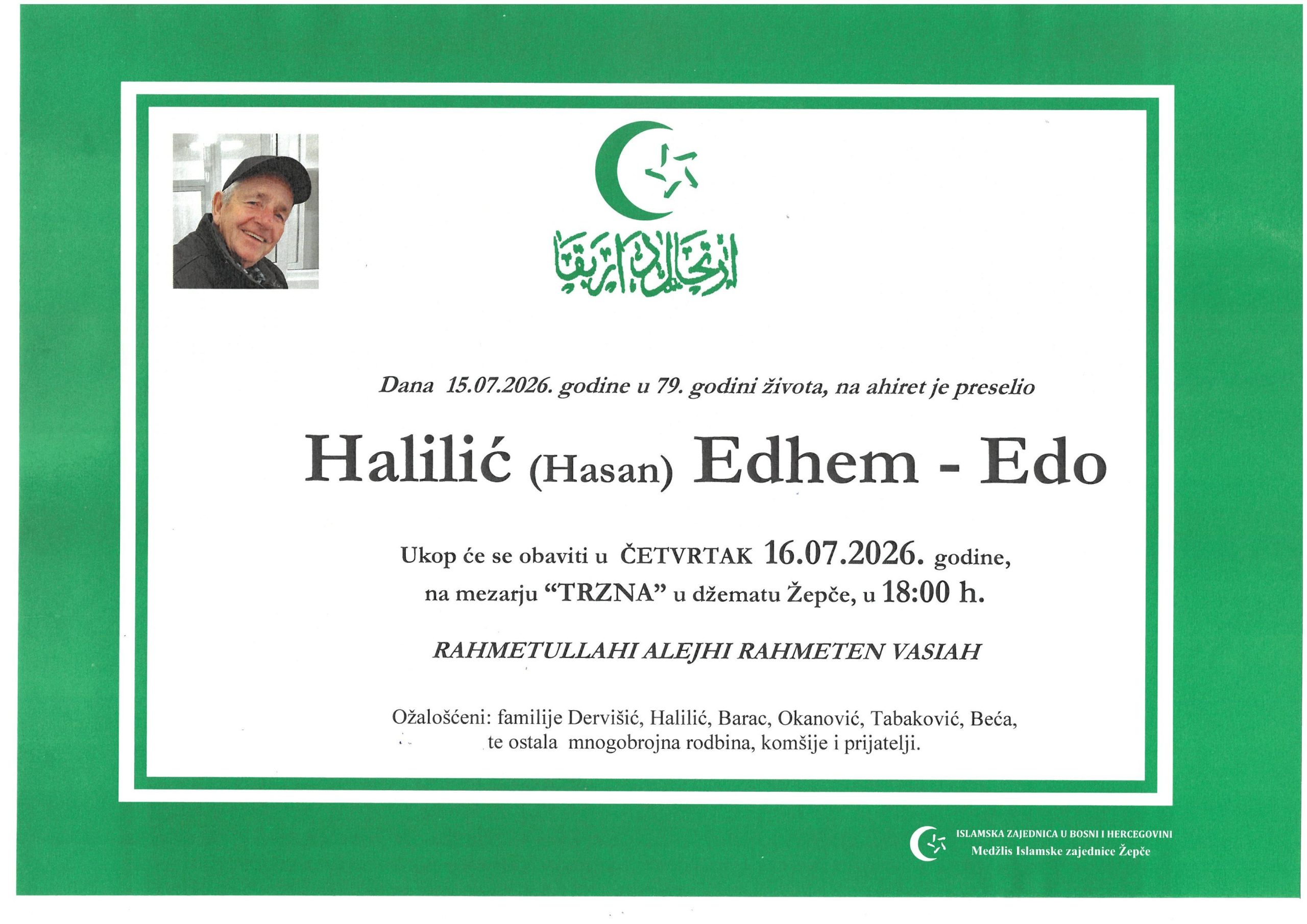 Dženaza – Edhem (Edo) Halilić