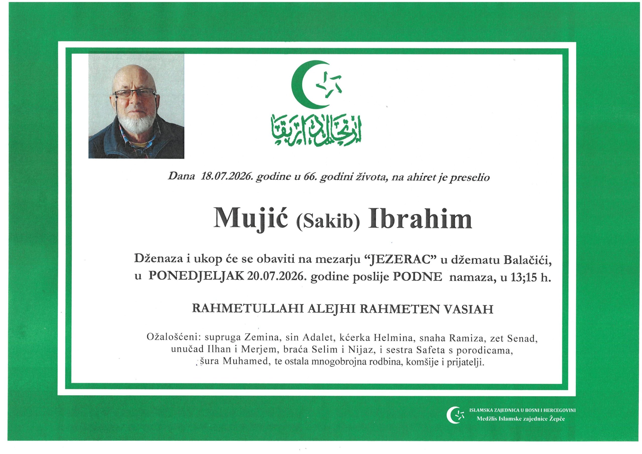 Dženaza – Ibrahim Mujić