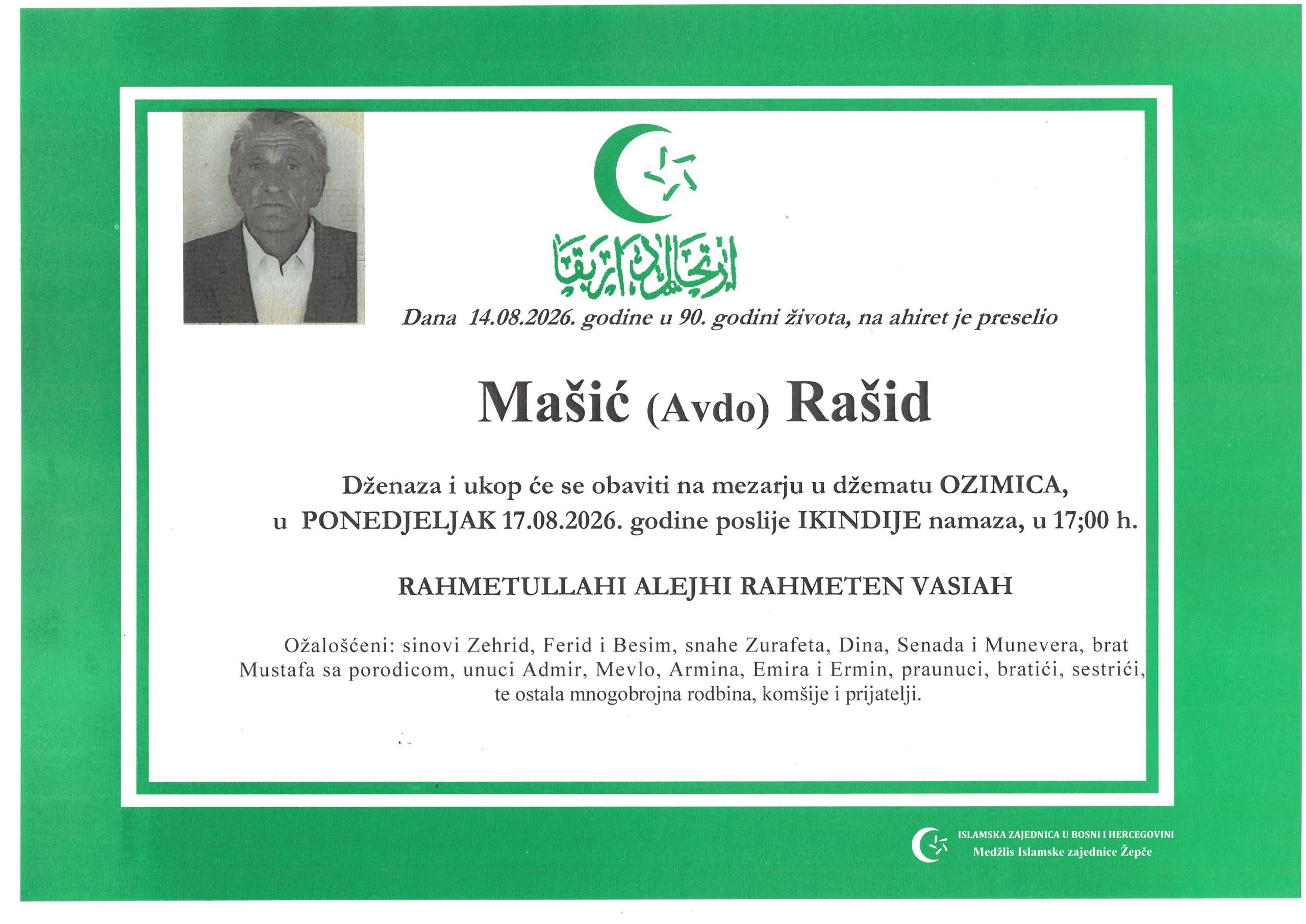 Dženaza – Rašid Mašić