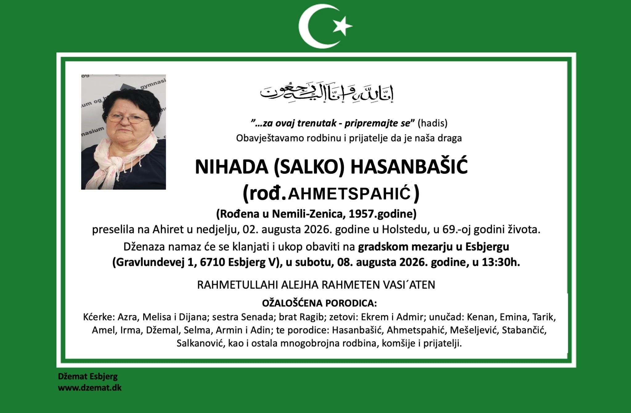 Dženaza – Nihada Hasanbašić