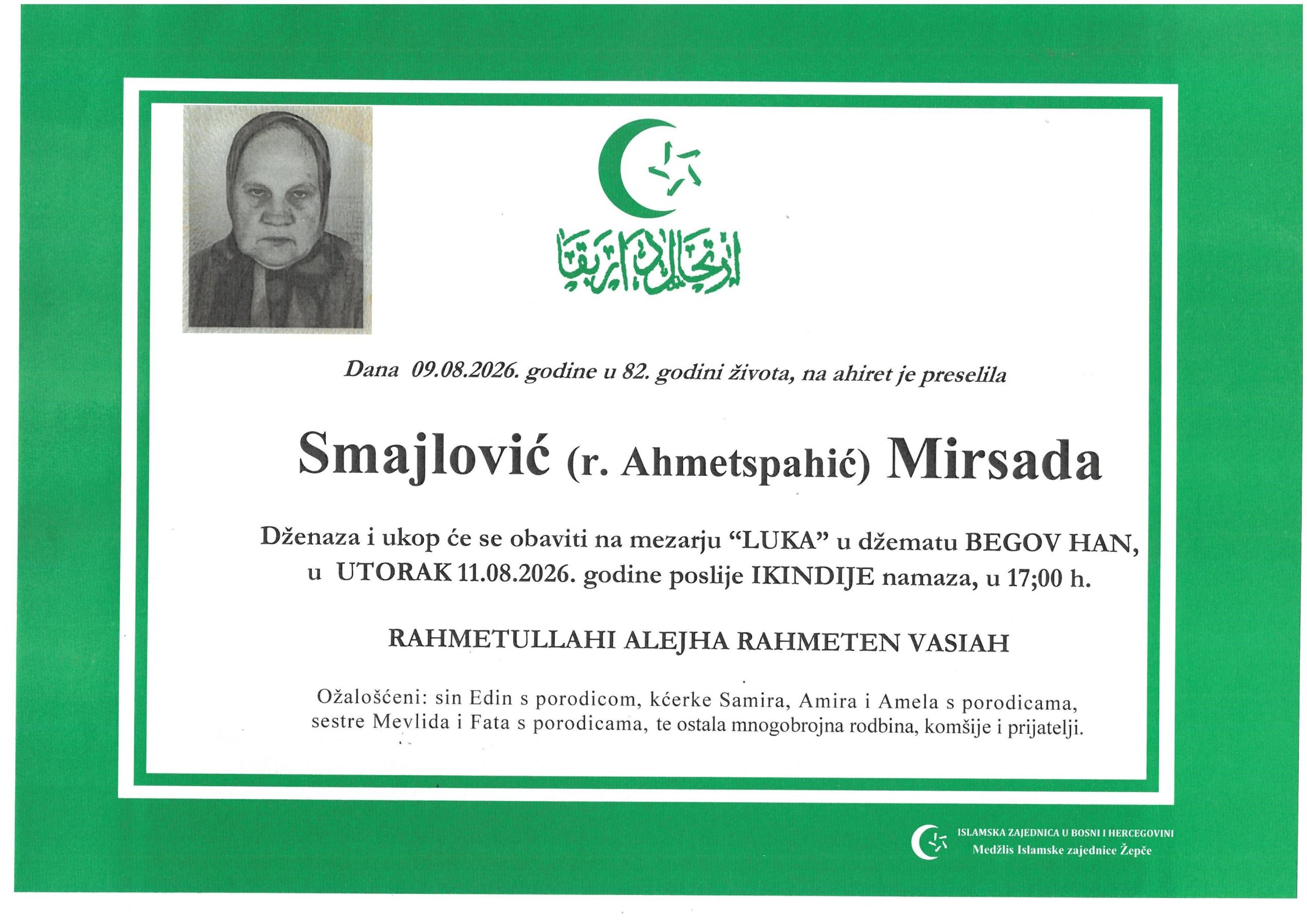 Dženaza – Mirsada Smajlović