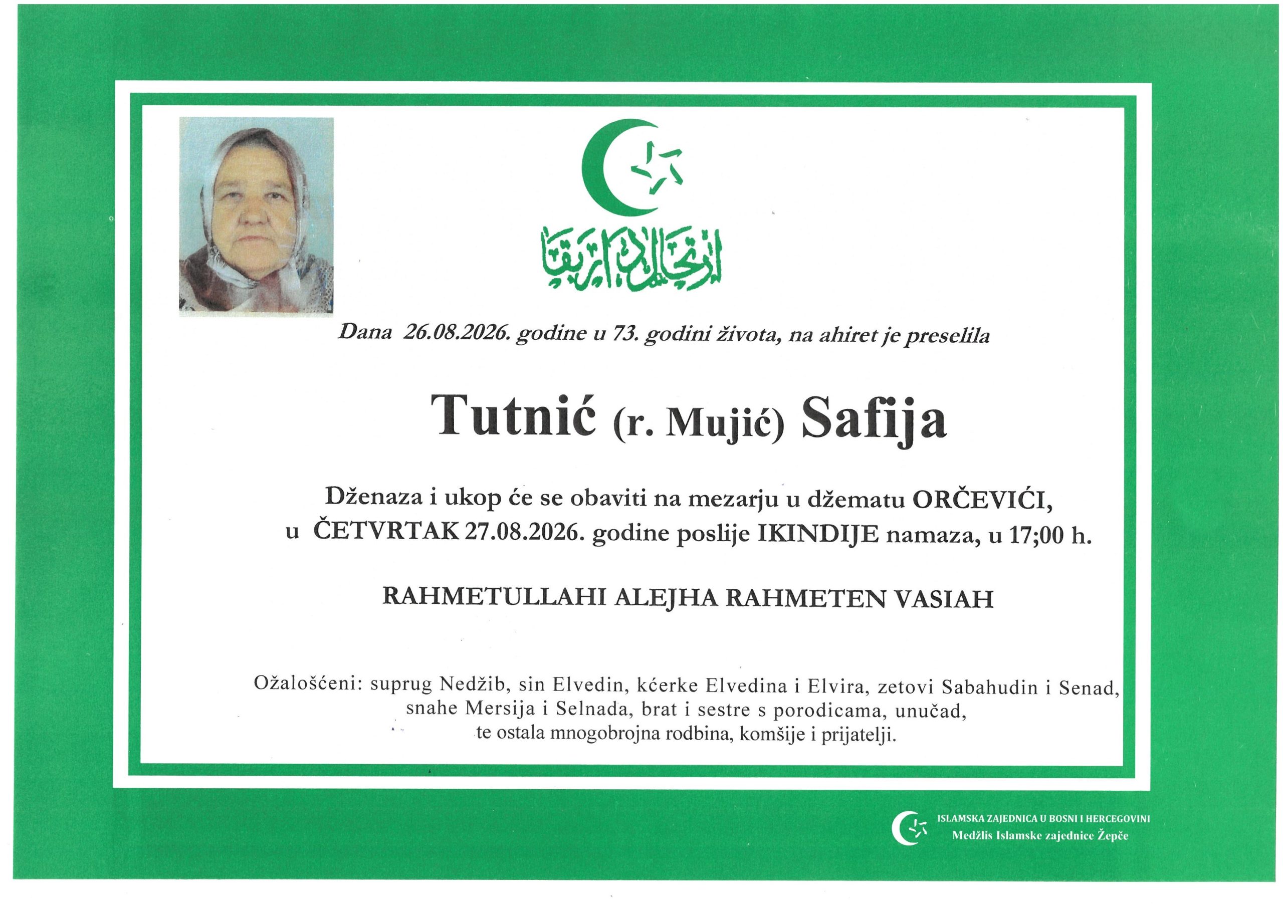 Dženaza – Safija Tutnić
