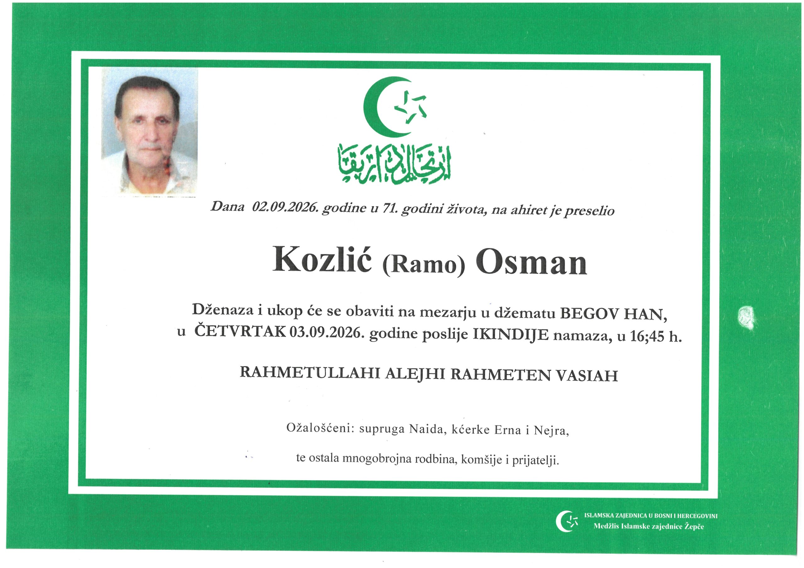 Dženaza – Osman Kozlić