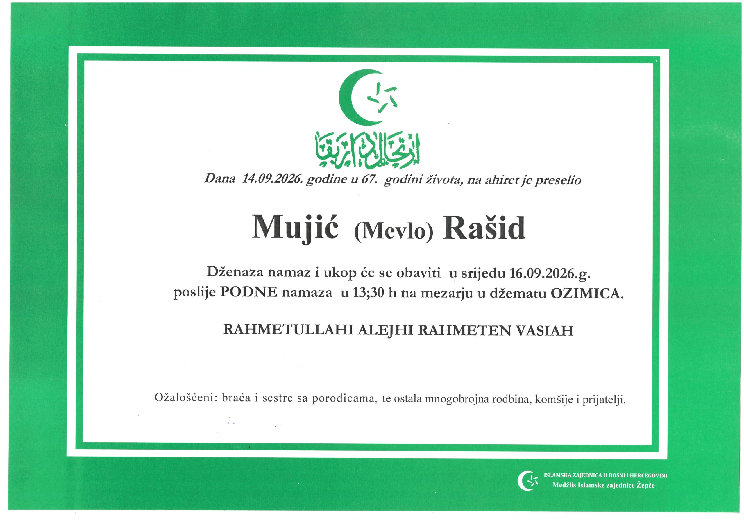 Dženaza – Rašid Mujić
