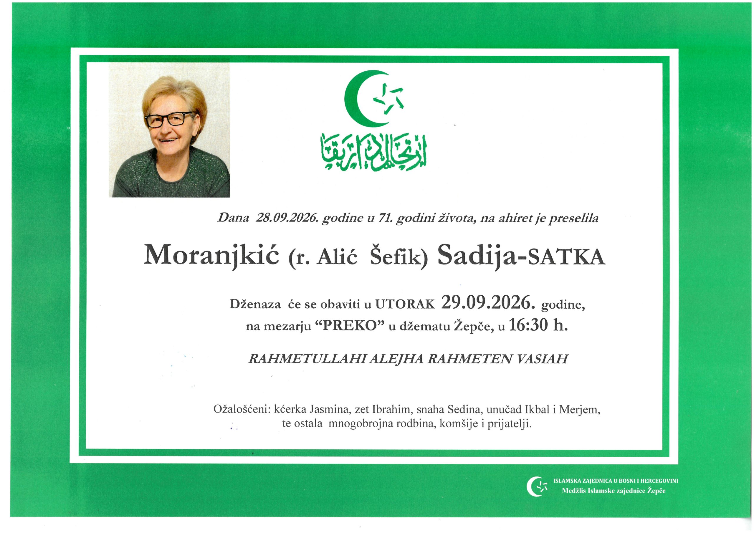 Dženaza – Sadija Moranjkić