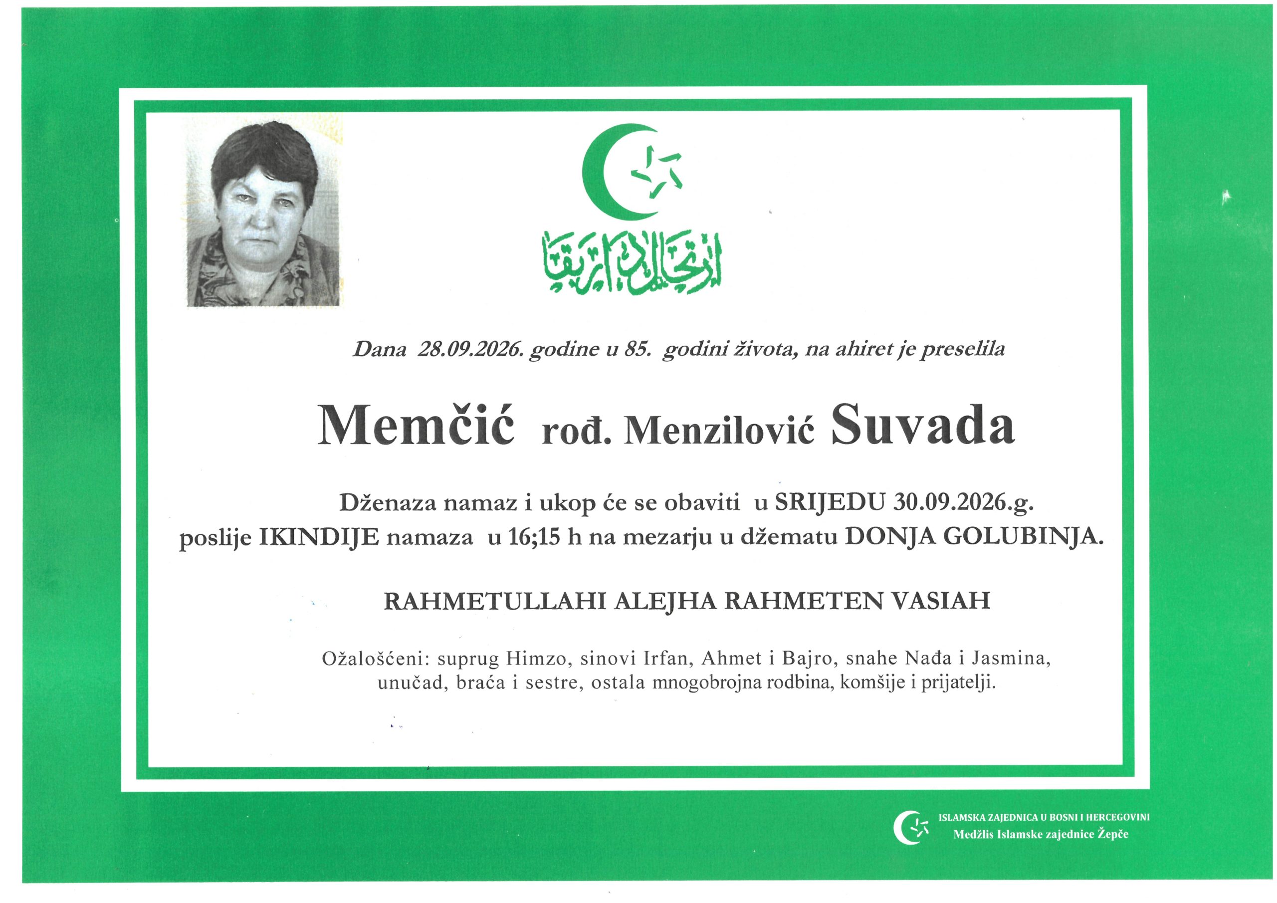Dženaza – Suvada Memčić