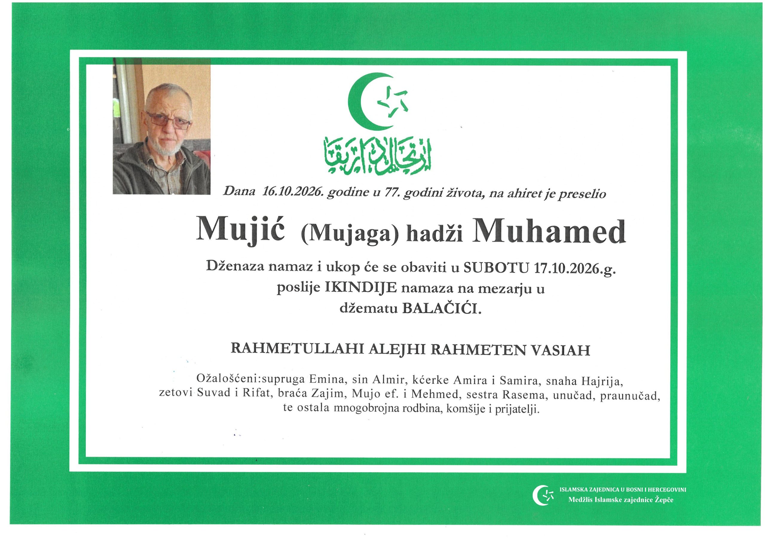 Dženaza – Muhamed Mujić