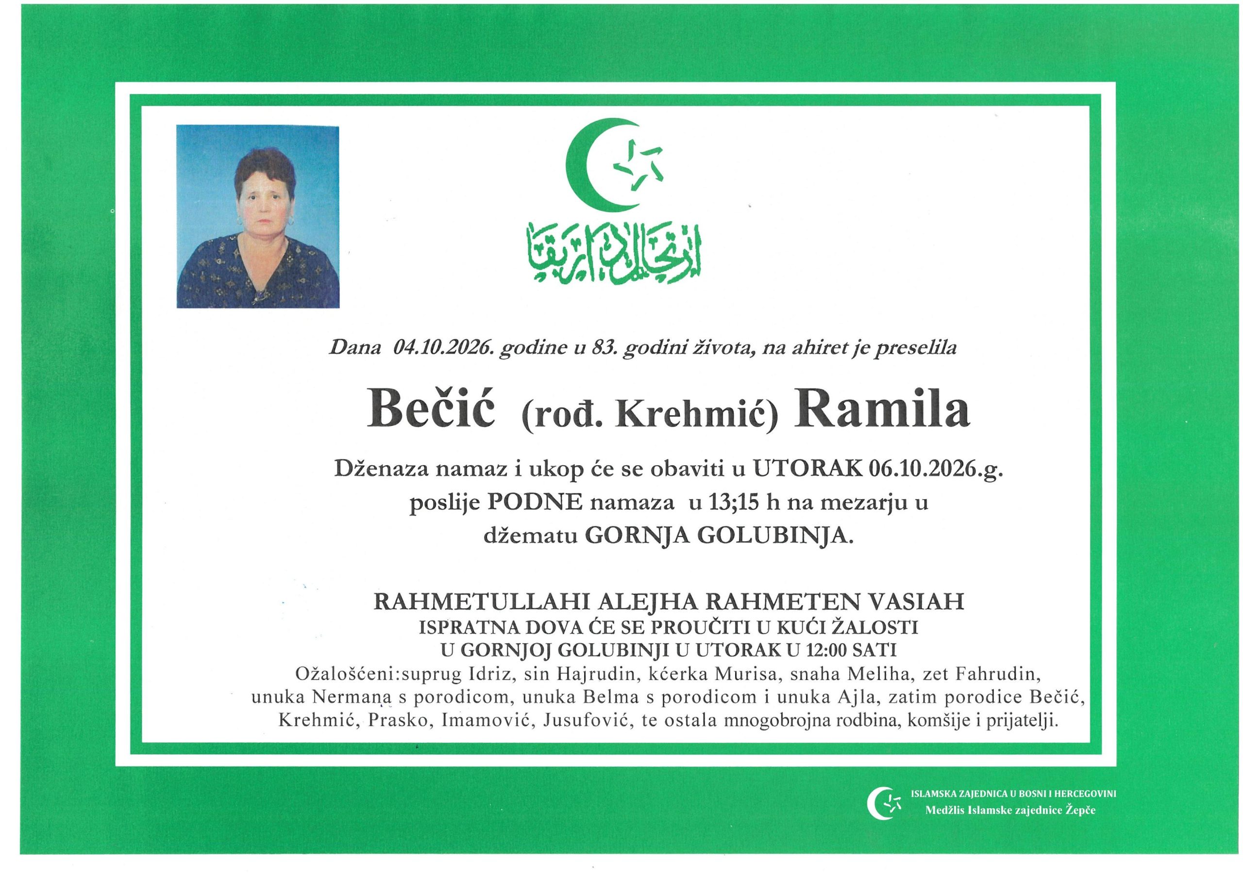 Dženaza – Ramila Bečić